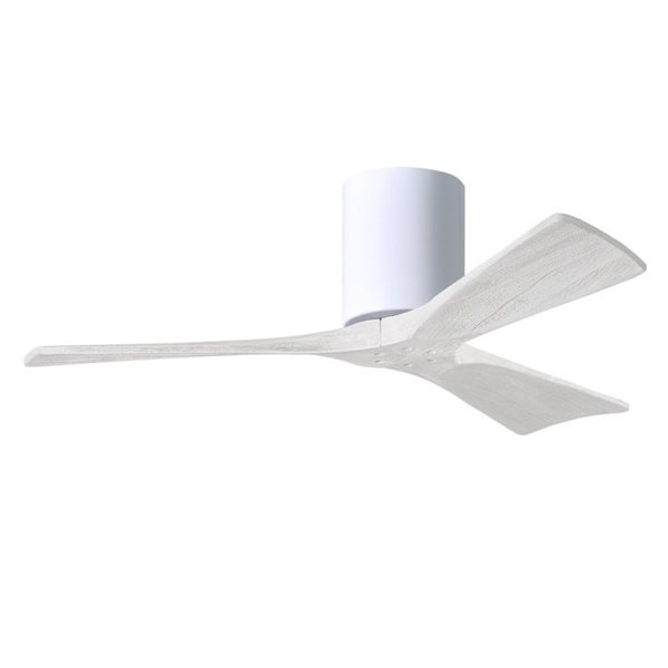 Matthews Fan Co Irene-3H Flush Mounted 42 Ceiling Fan In White And Matte White Blades" IR3H-WH-MWH-42